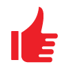 red thumbs up icon representing approval and positivity associated with five key concepts of success