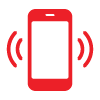red smartphone icon with sound waves indicating ringing for notifications and calls related to mobile technology 9 features